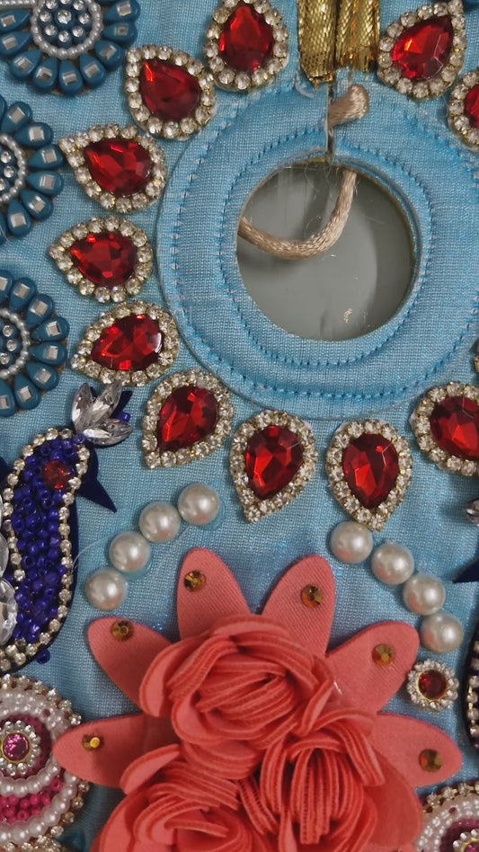 Sky Blue Pushp Chakra Pearl Laddu Gopal Poshak