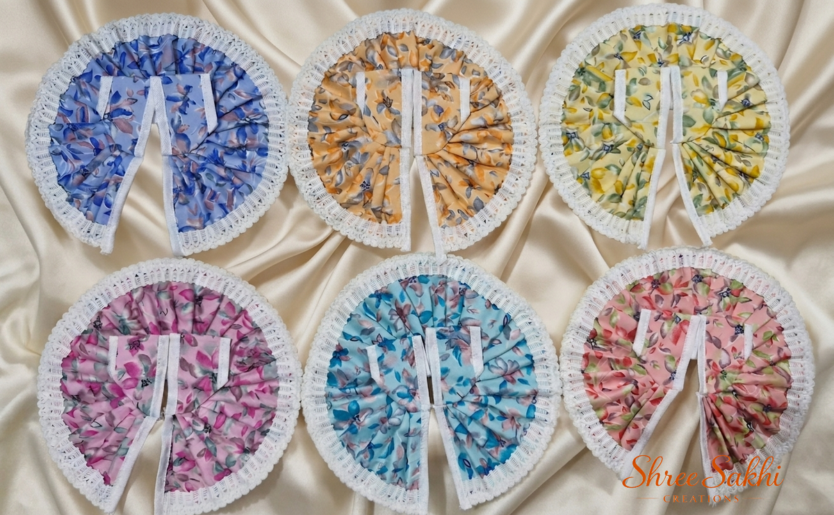 Blue Floral Lace Border Laddu Gopal Poshak