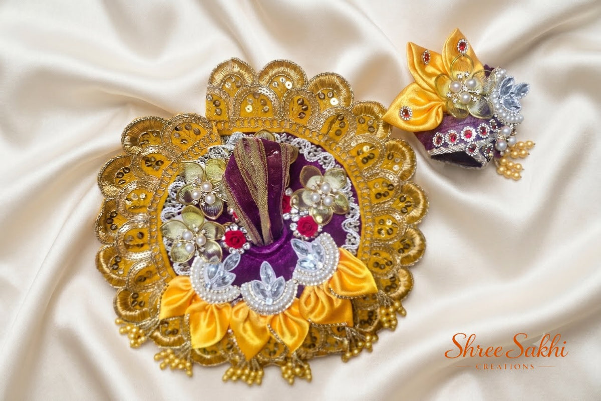 Mustard Violet Blossom Jhula Laddu Gopal Poshak