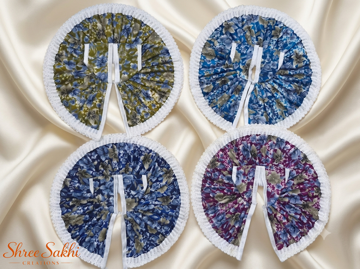 Blue Floral Lace Border Laddu Gopal Poshak