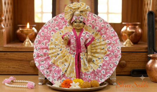 Dual Floral Print Laddu Gopal Poshak with pagdi